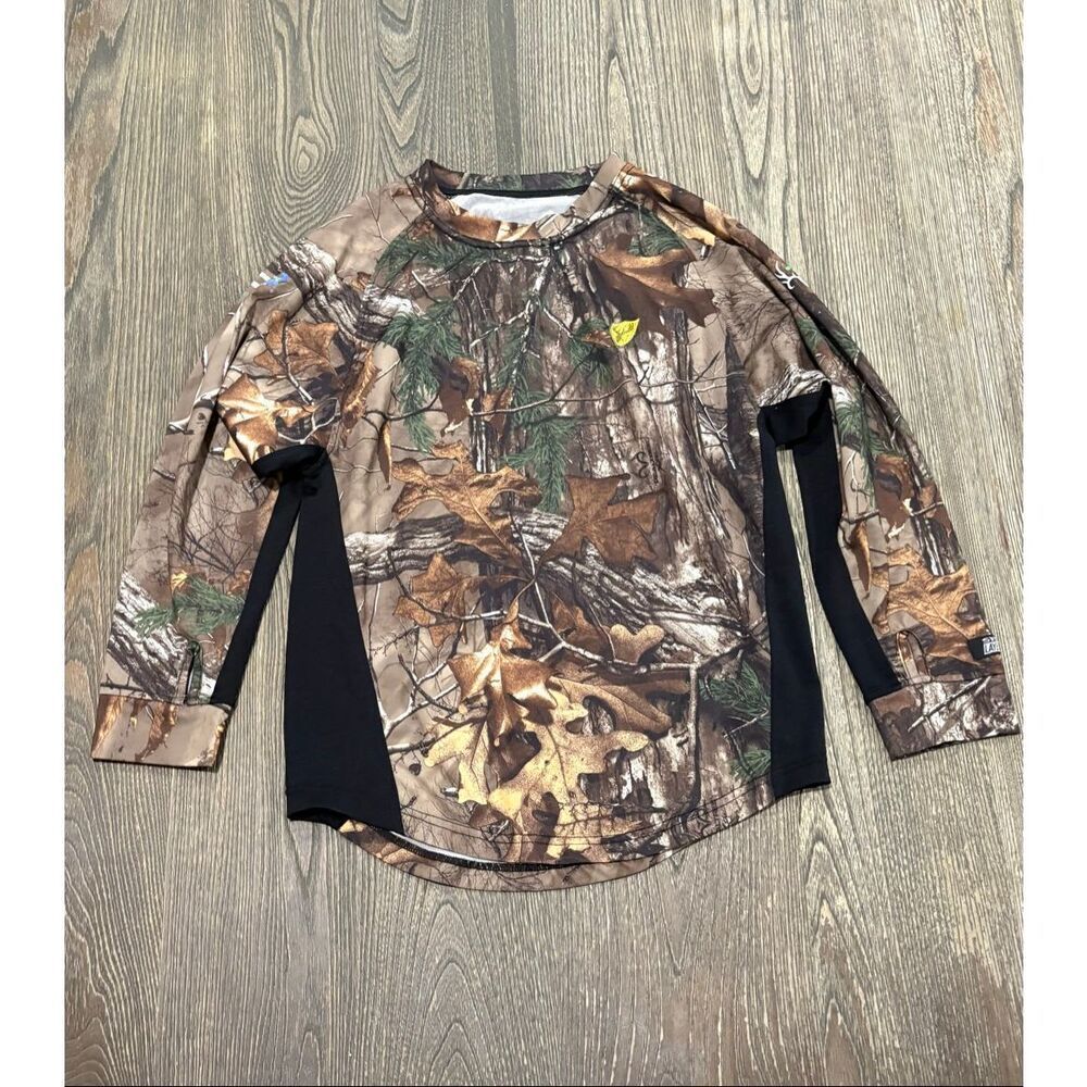 Scent Blocker Youth Boys Realtree Hunting Shirt Long Sleeve Camo Brown Size L